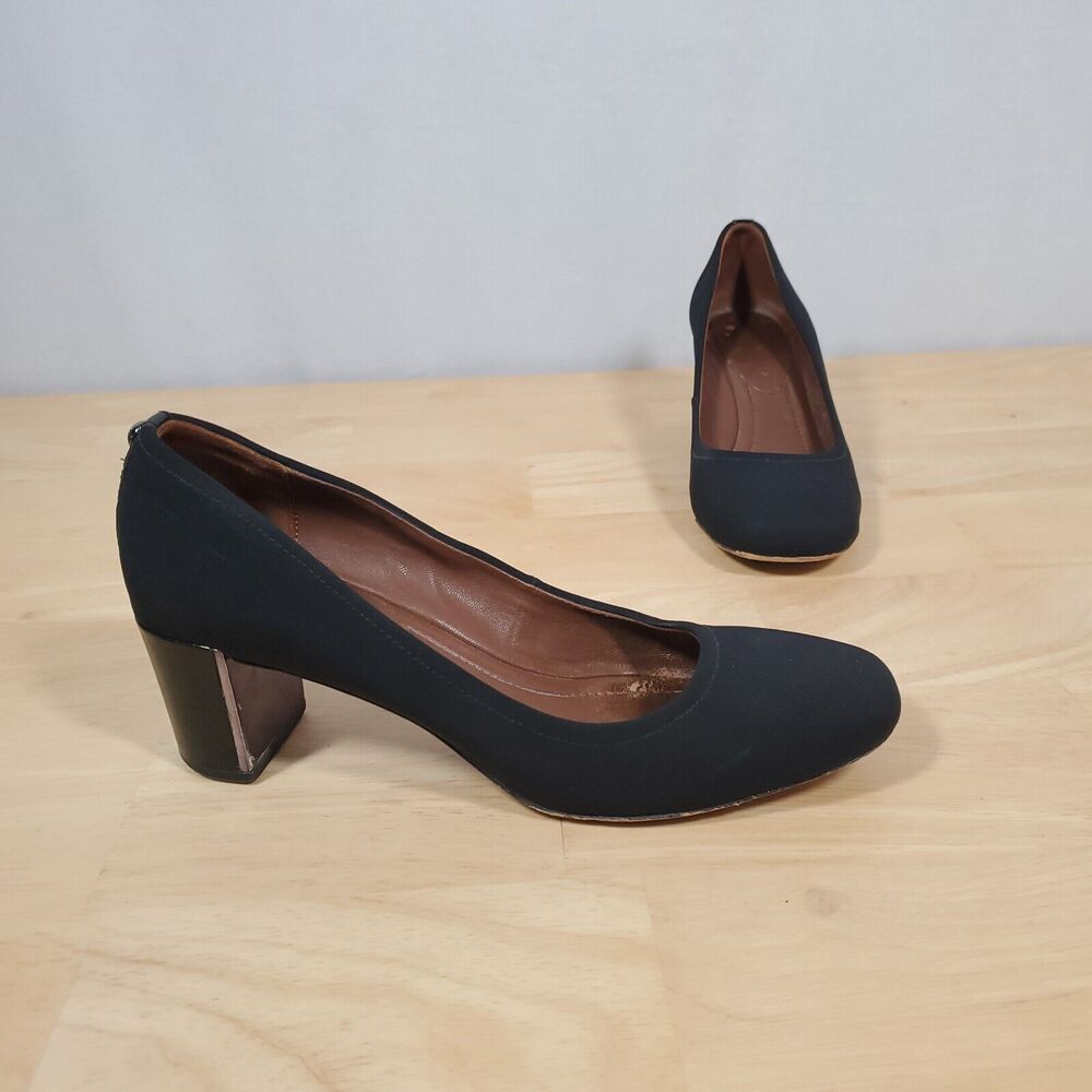 Donald J Pliner Sz 8 M Corin Block Heel Pump Pump Shoes Black Metalic Mid Office